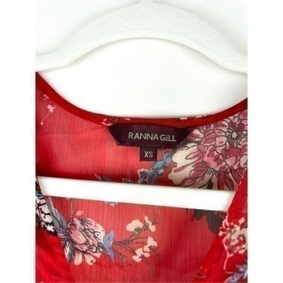 Anthropologie Ranna Gill Keira Red Floral‎ Dress Size XS - Picture 5 of 12